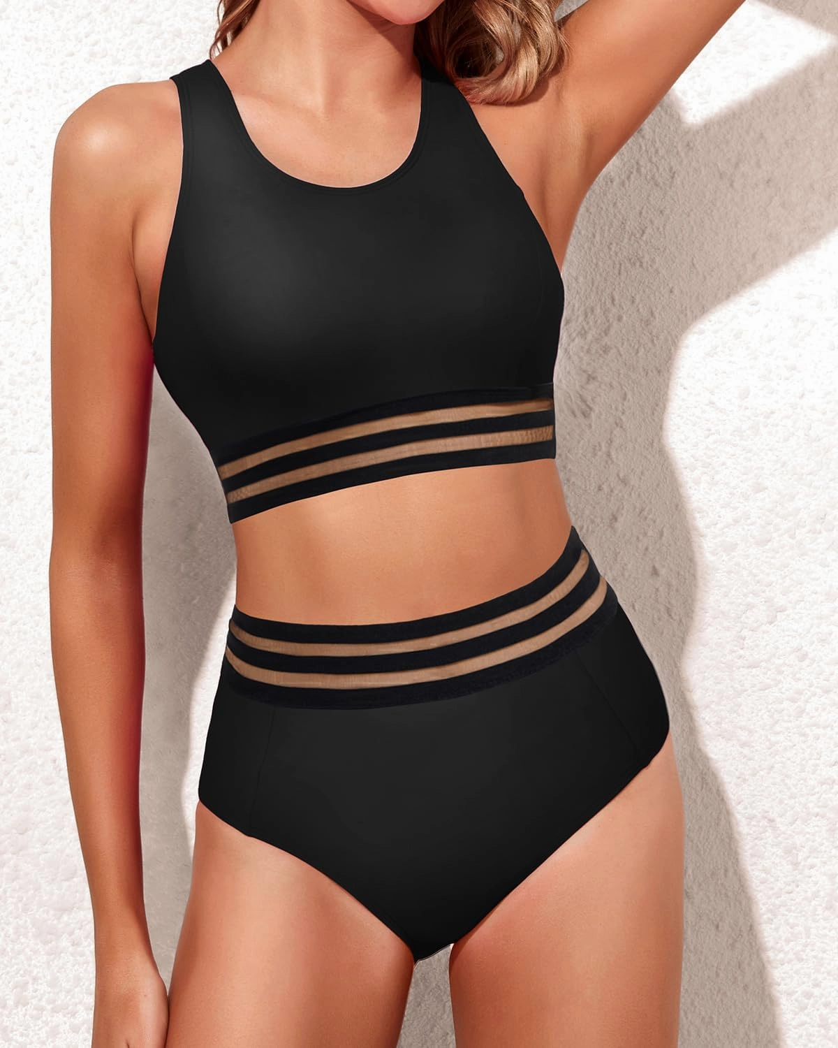 Tempt Me Women Two Piece High Waisted Bikini Set Sporty Swimsuits Bathing Suit with Bottom for Teen Girls