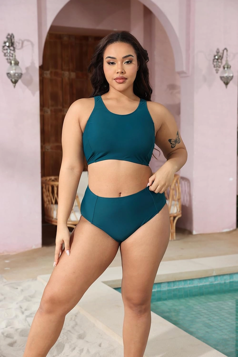 Tempt Me Women Two Piece High Waisted Bikini Set Sporty Swimsuits Bathing Suit with Bottom for Teen Girls