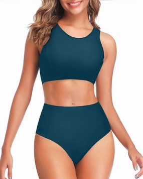 Tempt Me Women Two Piece High Waisted Bikini Set Sporty Swimsuits Bathing Suit with Bottom for Teen Girls