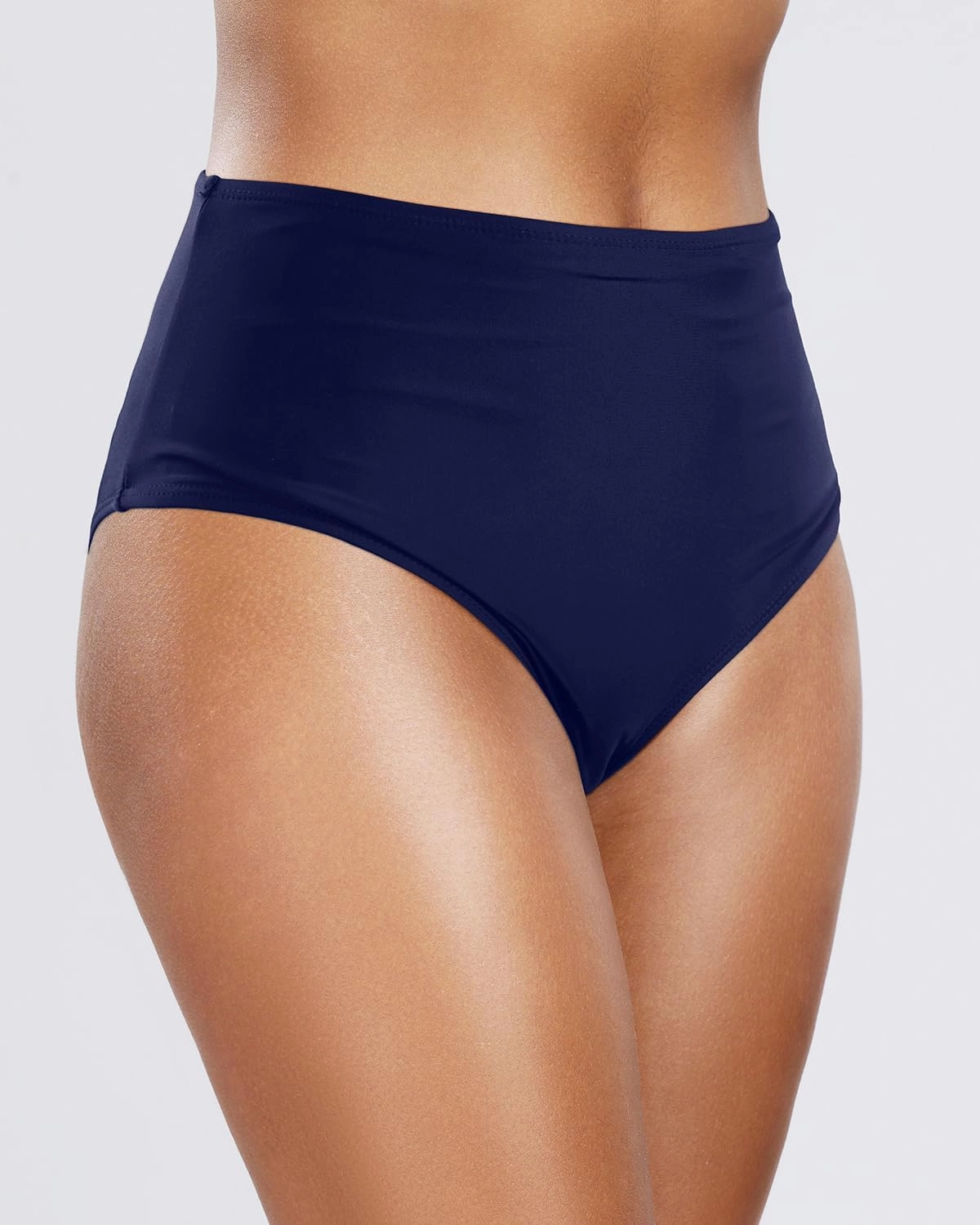 Tempt Me Womens High Cut High Waisted Bikini Bottoms Tummy Control Bathing Suit Bottoms Swim Bottom Swimsuit Bottom