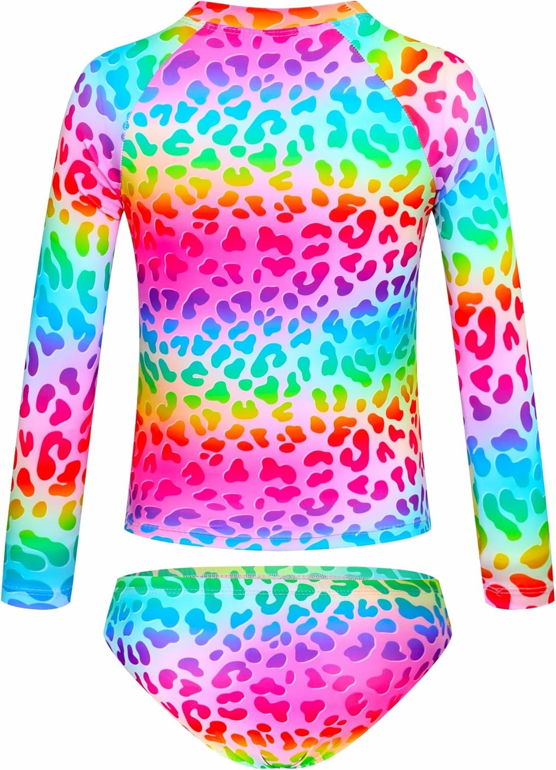 TENVDA Girls Swimsuit Long Sleeve Rash Guard Sets UPF 50  Two Piece Bathing Suits Size 3-12 Years