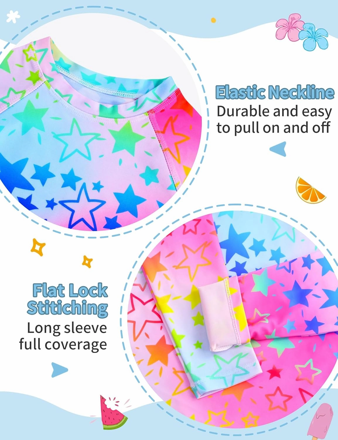 TENVDA Girls Swimsuit Long Sleeve Rash Guard Sets UPF 50  Two Piece Bathing Suits Size 3-12 Years