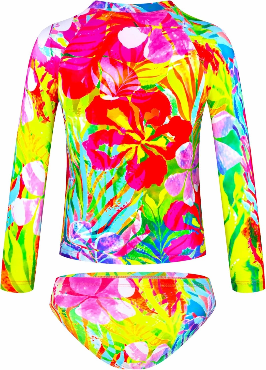 TENVDA Girls Swimsuit Long Sleeve Rash Guard Sets UPF 50  Two Piece Bathing Suits Size 3-12 Years