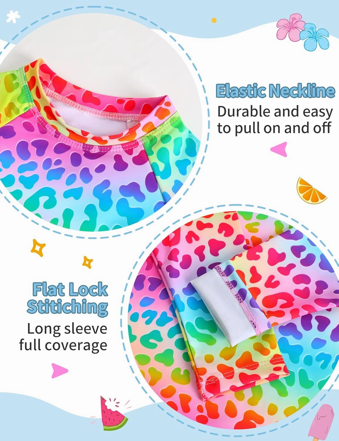 TENVDA Girls Swimsuit Long Sleeve Rash Guard Sets UPF 50  Two Piece Bathing Suits Size 3-12 Years