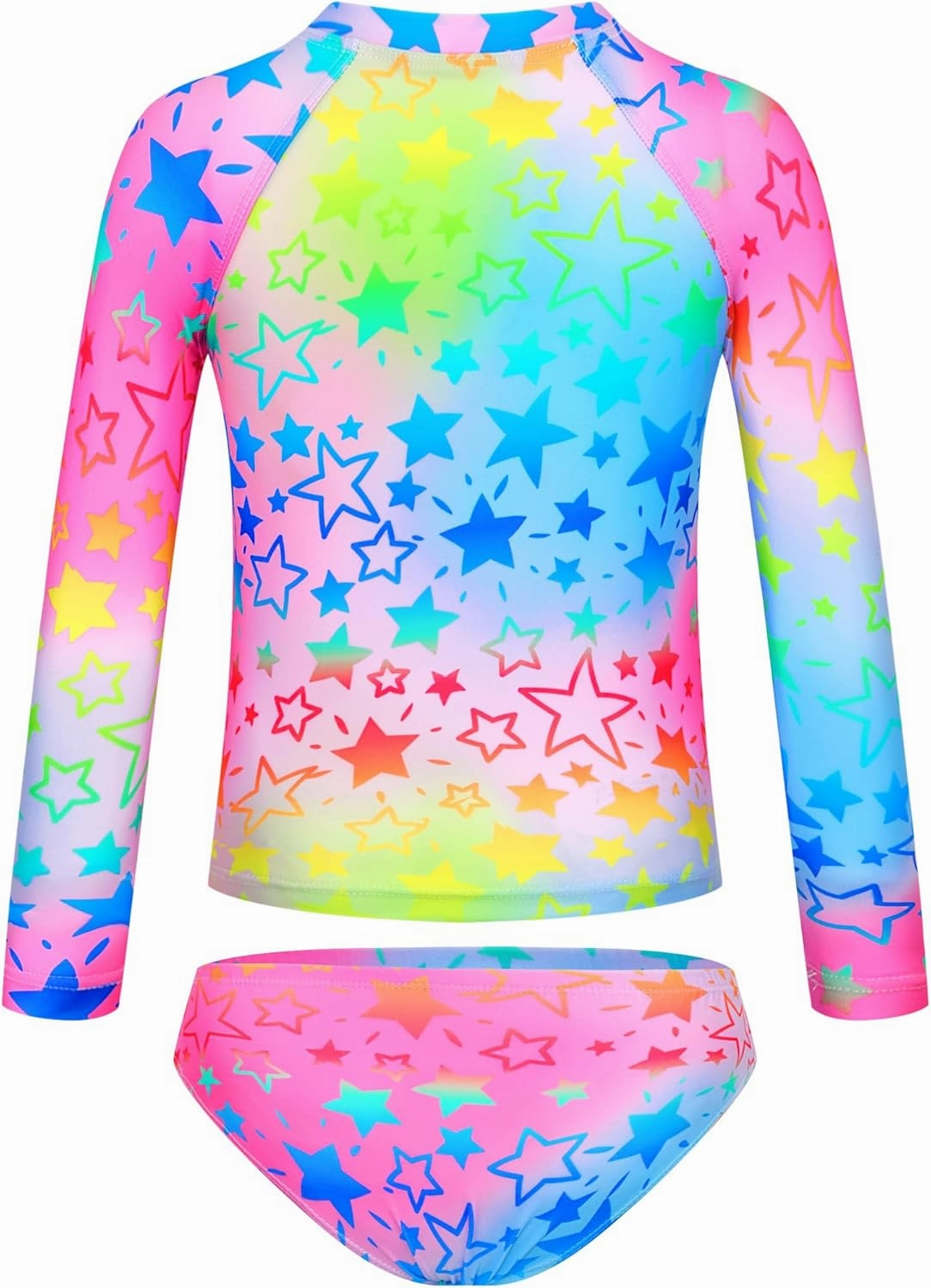 TENVDA Girls Swimsuit Long Sleeve Rash Guard Sets UPF 50  Two Piece Bathing Suits Size 3-12 Years