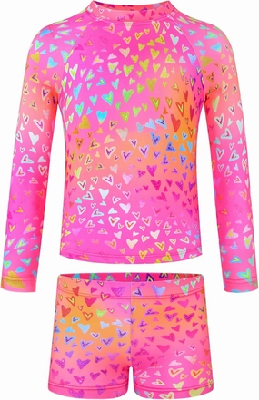 TENVDA Girls Swimsuit Two Piece Boyshort Tankini Bathing Suits Summer Beach Kids Swimwear Size 4-14 Years