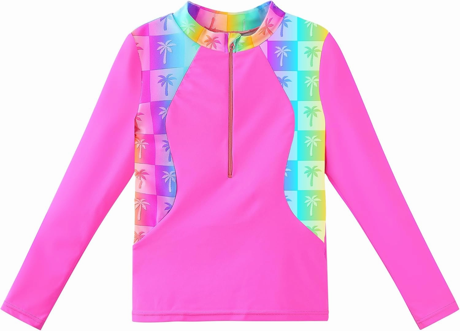 TFJH E 2PCS Girls Long Sleeve Swimsuit UV 50  Rashguard Tankini Set Kids Swimwear Zipper 3-12Y