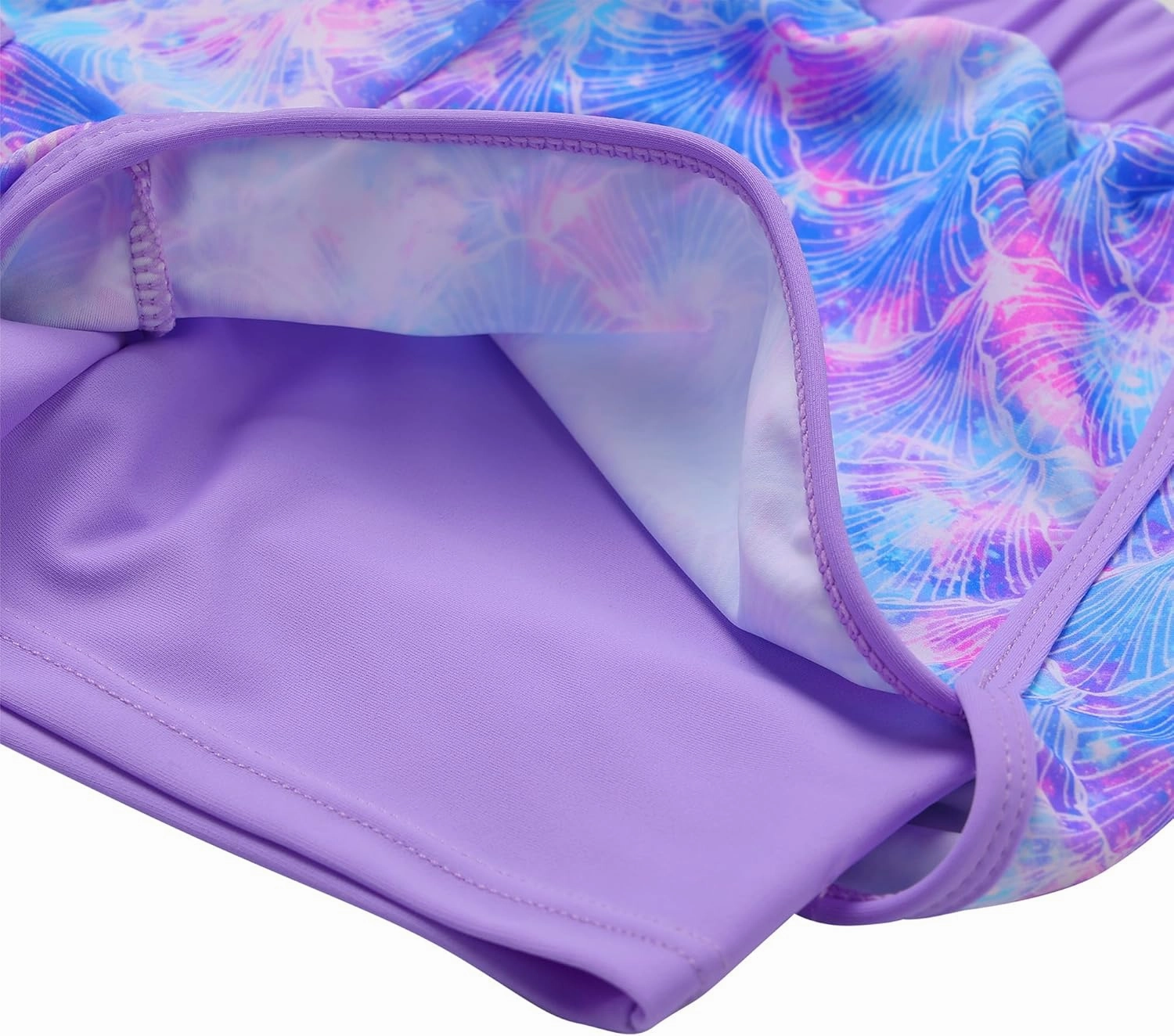 TFJH E 2PCS Girls Long Sleeve Swimsuit UV 50  Rashguard Tankini Set Kids Swimwear Zipper 3-12Y