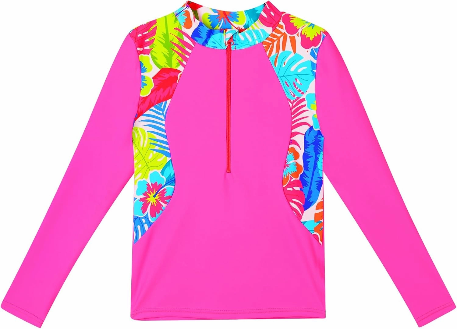 TFJH E 2PCS Girls Long Sleeve Swimsuit UV 50  Rashguard Tankini Set Kids Swimwear Zipper 3-12Y