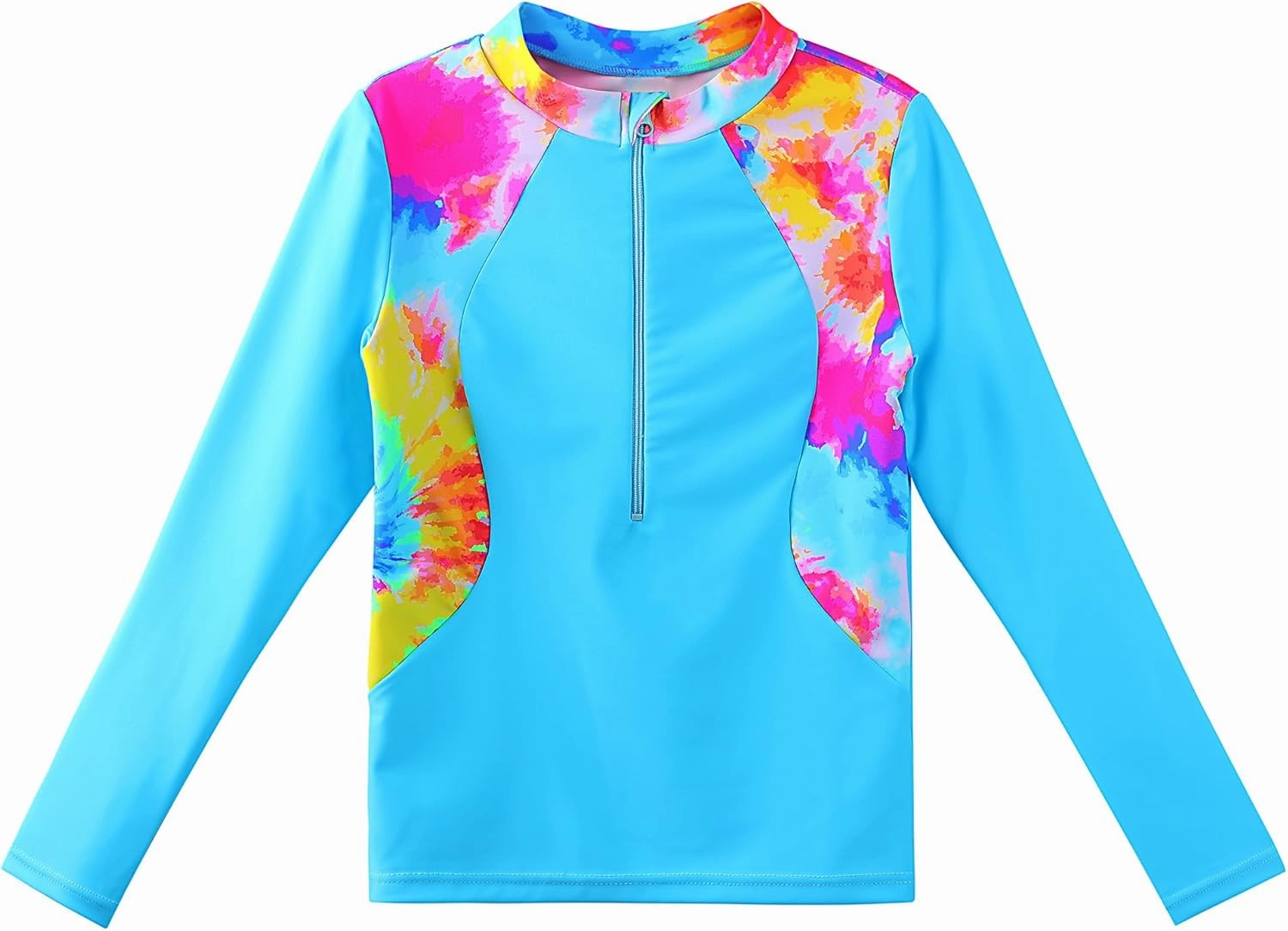 TFJH E 2PCS Girls Long Sleeve Swimsuit UV 50  Rashguard Tankini Set Kids Swimwear Zipper 3-12Y