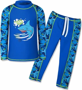 TFJH E 2PCS Kids Boys Long Sleeve Swimsuit UPF 50  UV Sun Protective Swimwear