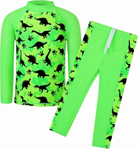 TFJH E 2PCS Kids Boys Long Sleeve Swimsuit UPF 50  UV Sun Protective Swimwear