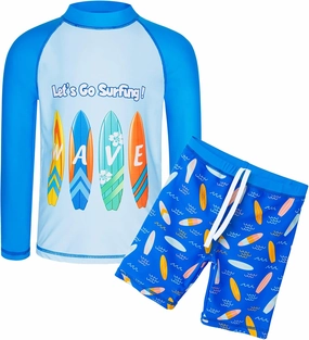 TFJH E Kids Boys UPF 50  UV Swimwear Sun Protective Long Sleeve Two Piece Swimsuit