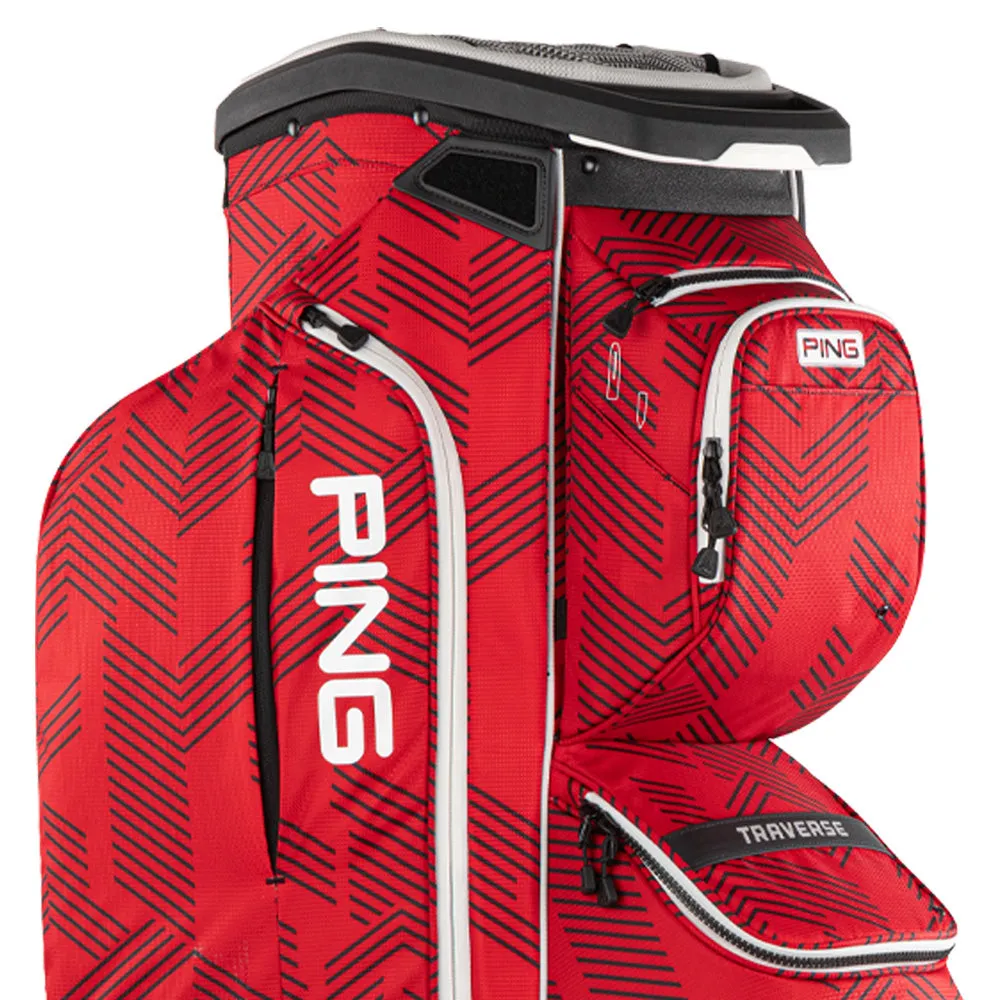 Ping Traverse 244 Cart Bag - Scarlet Stitches, Rain golf gloves