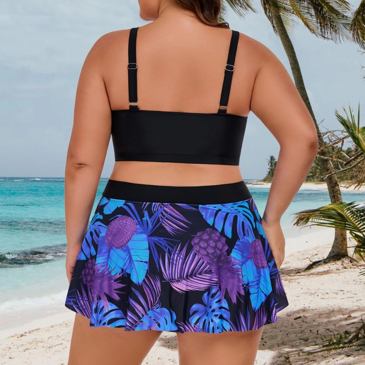 Theenkoln Womens Plus Size Bikini: Two Piece High Waisted Bathing Suit Sporty Modest Tummy Control Swimsuit