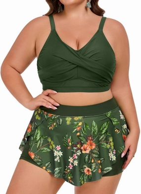Theenkoln Womens Plus Size Bikini: Two Piece High Waisted Bathing Suit Sporty Modest Tummy Control Swimsuit