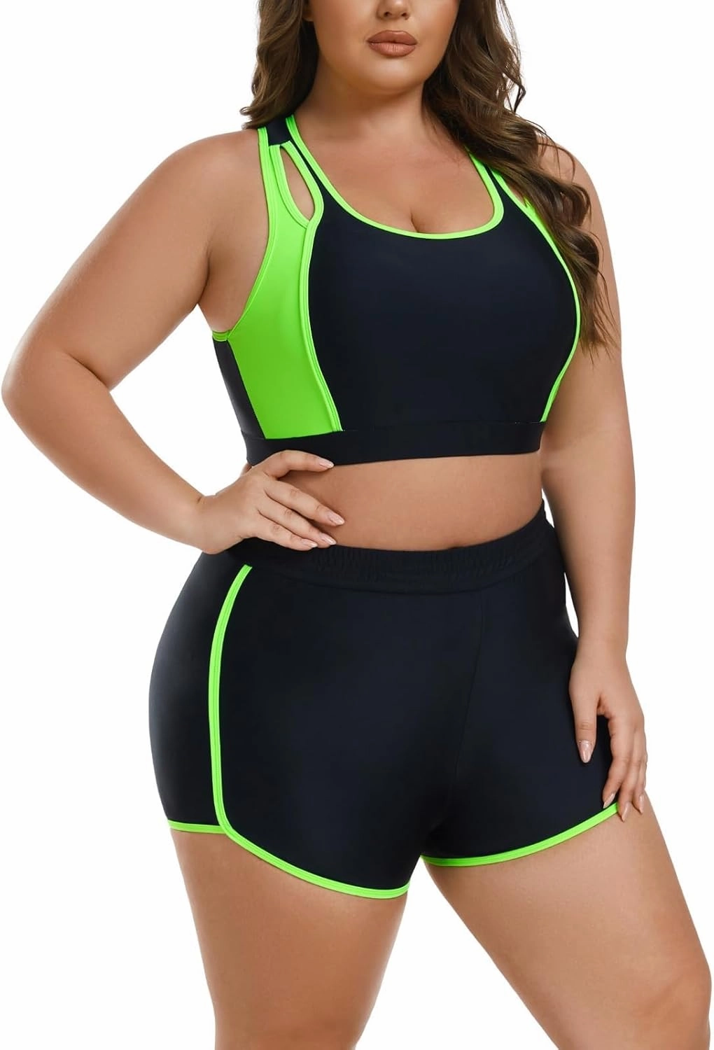 Theenkoln Womens Plus Size Bikini: Two Piece High Waisted Bathing Suit Sporty Modest Tummy Control Swimsuit
