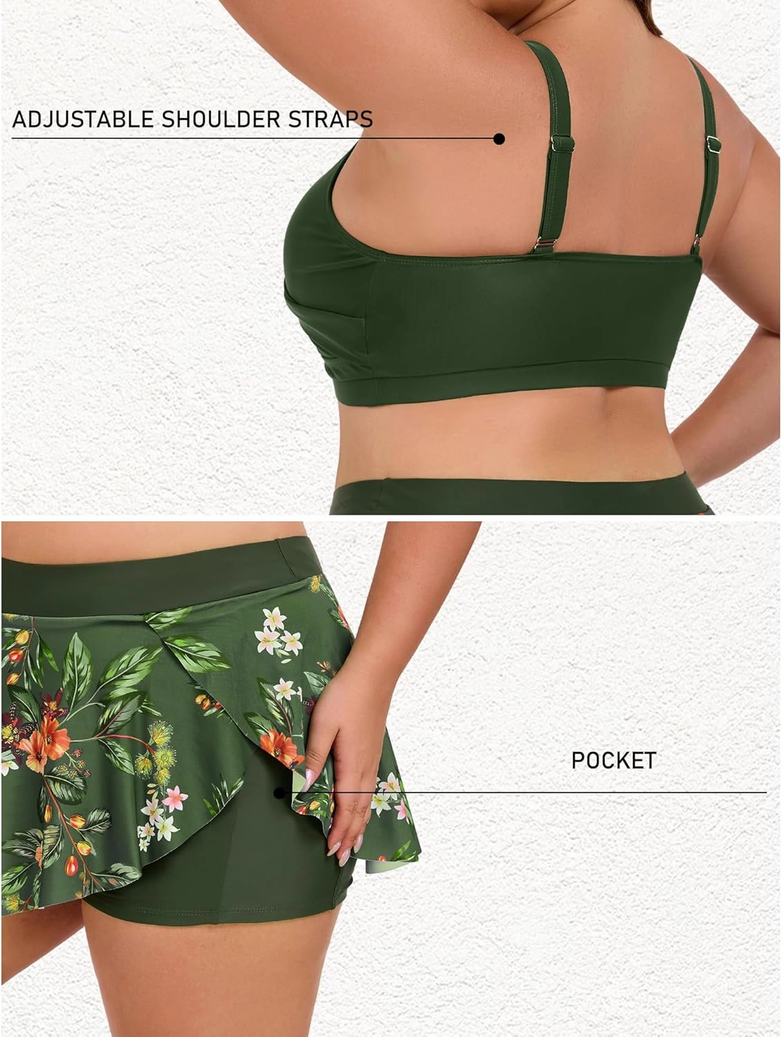 Theenkoln Womens Plus Size Bikini: Two Piece High Waisted Bathing Suit Sporty Modest Tummy Control Swimsuit