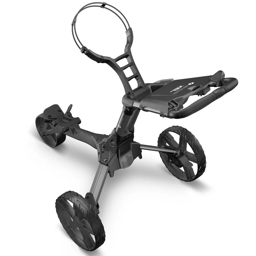 Motocaddy QB2 3-Wheel Push Trolley - Graphite, FootJoy golf shoes, Electric golf trolley, Golf GPS watch