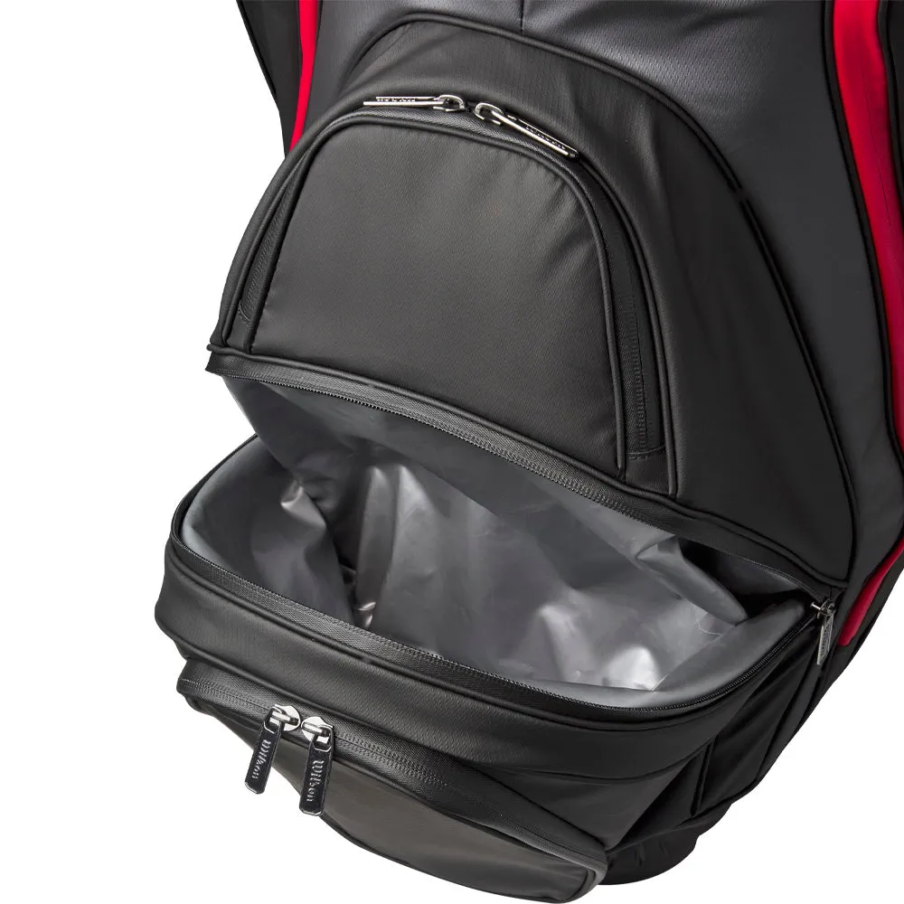 Wilson Alpine Dry Waterproof Cart 14 Bag - Black/Grey/Red, Golf cart accessories, Golf travel case