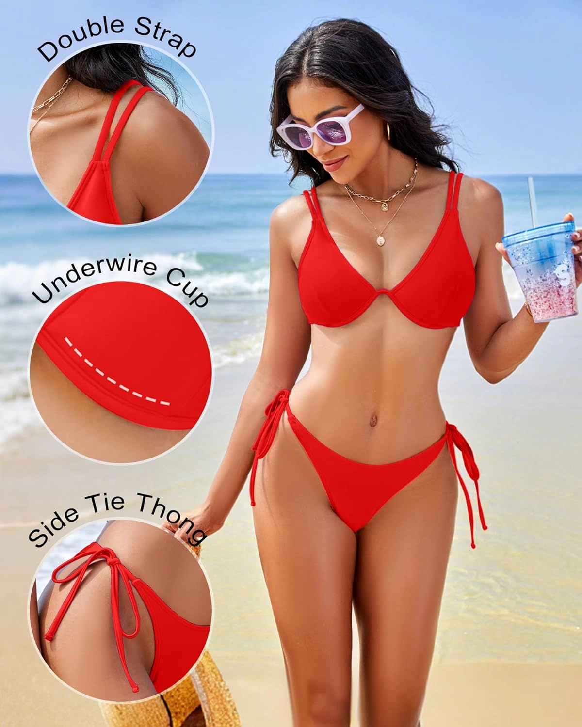 Thong Bikini Sets Women Underwire Two Piece Swimsuit Teens Bathing Suit Triangle Bikini Top Modest Swim Suits 2025