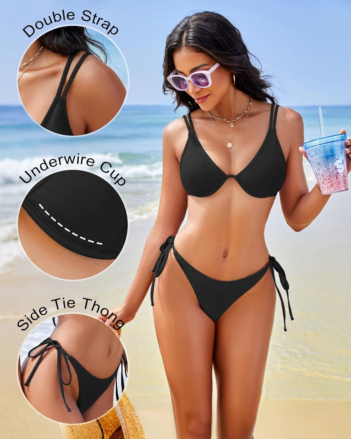 Thong Bikini Sets Women Underwire Two Piece Swimsuit Teens Bathing Suit Triangle Bikini Top Modest Swim Suits 2025