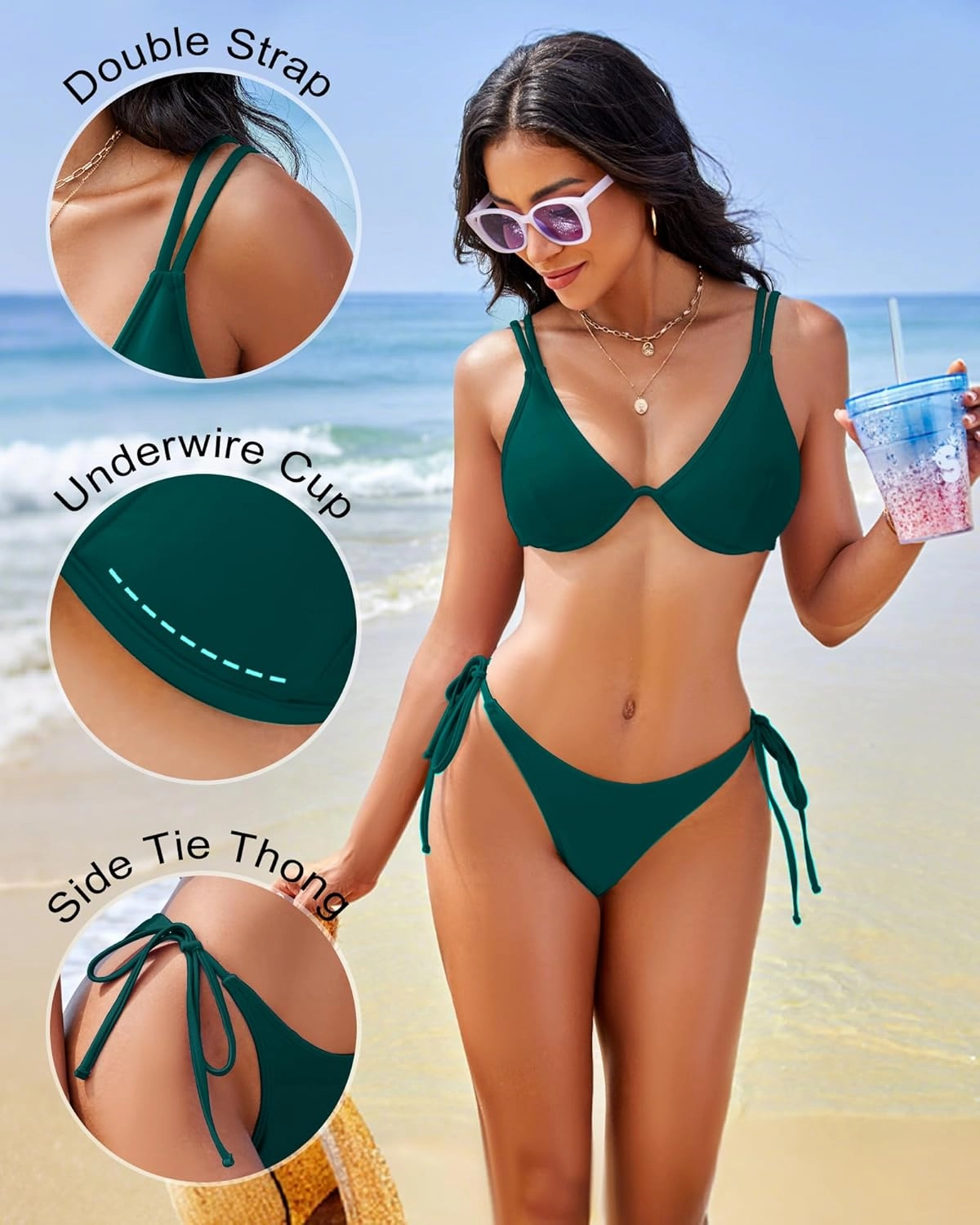Thong Bikini Sets Women Underwire Two Piece Swimsuit Teens Bathing Suit Triangle Bikini Top Modest Swim Suits 2025