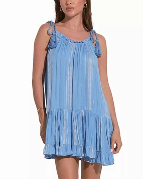 Tie Strap Mini Swim Cover-Up Dress In Blue Lilac