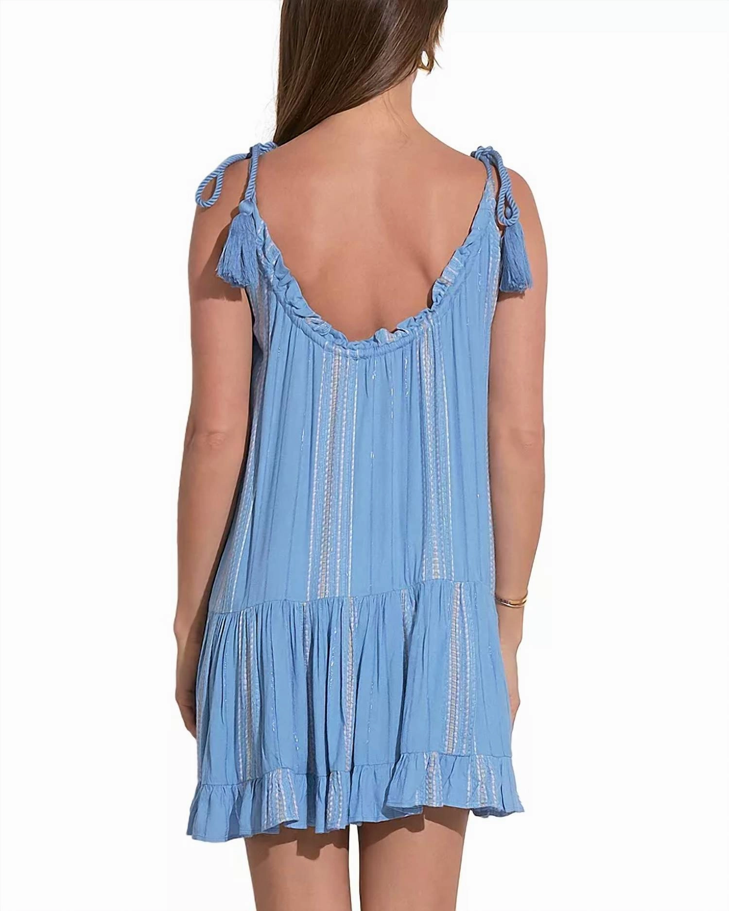 Tie Strap Mini Swim Cover-Up Dress In Blue Lilac