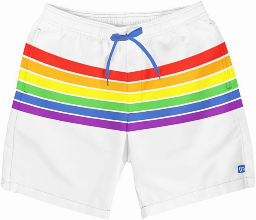 Tipsy Elves Men's Stretch Swim Trunks 7 Inch Inseam 4-Way Stretch with Mesh Liner - Quick-Dry Funny Swimwear Bathing Suit