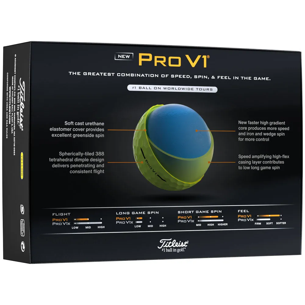 Titleist Pro V1 Golf Balls - Yellow - 12 Pack, USGA approved golf balls, Waterproof golf shoes, Golf grip tape