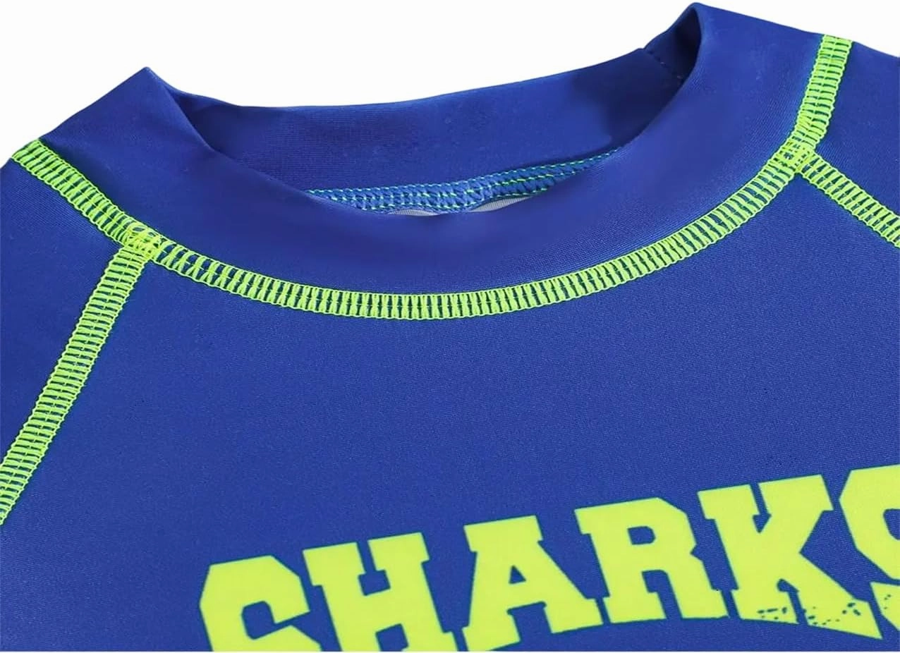 Toddler Boy Swimsuit 3 Piece Boys Swim Set Short Sleeve Swimming Shirt Trunks Outfit Baby Rash Guard Bathing Suits