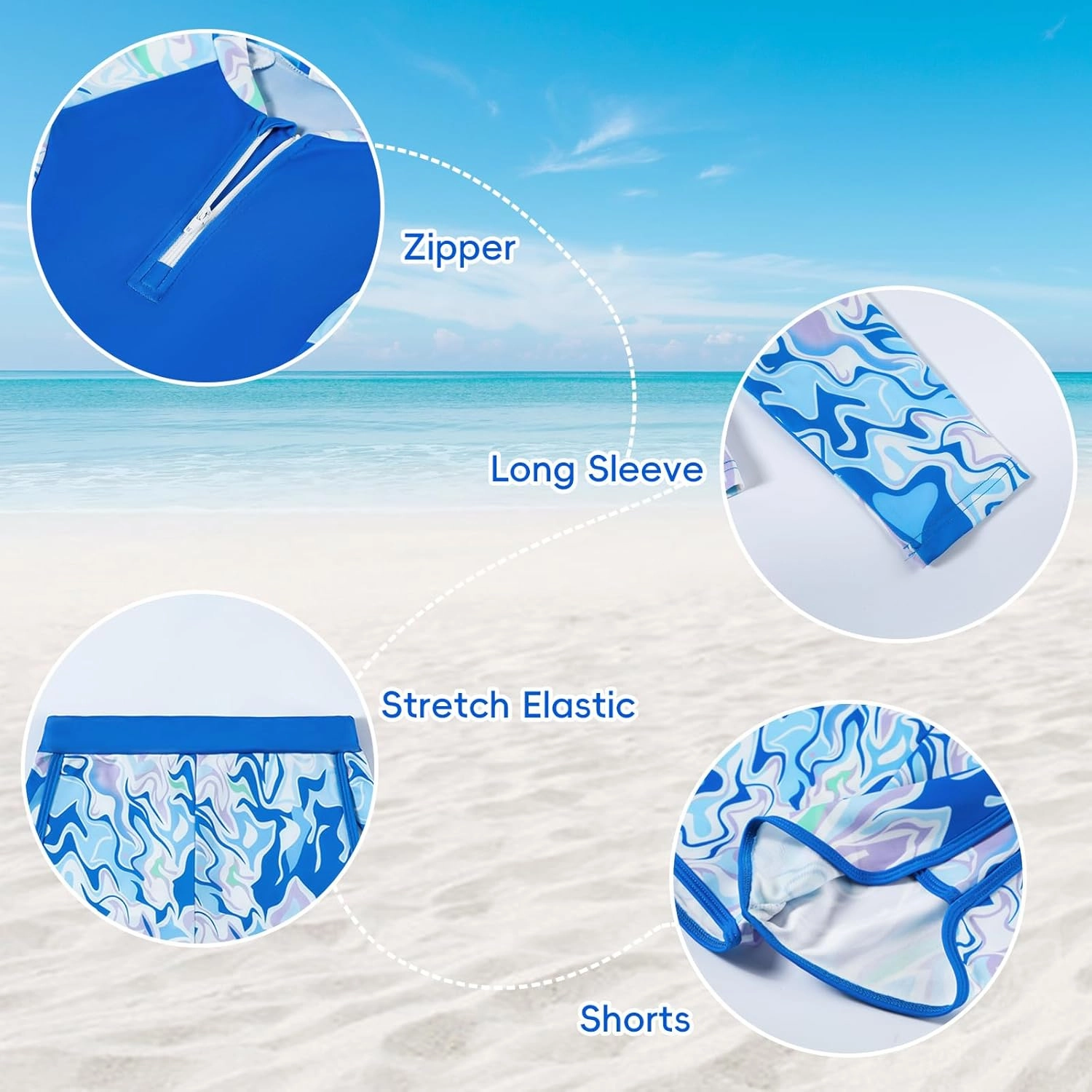 Toddler Girls Long Sleeve Swimsuits Girl Swimwear Little Girls Swimsuits 2 Pieces Toddler Rash Guard Swimsuit Print