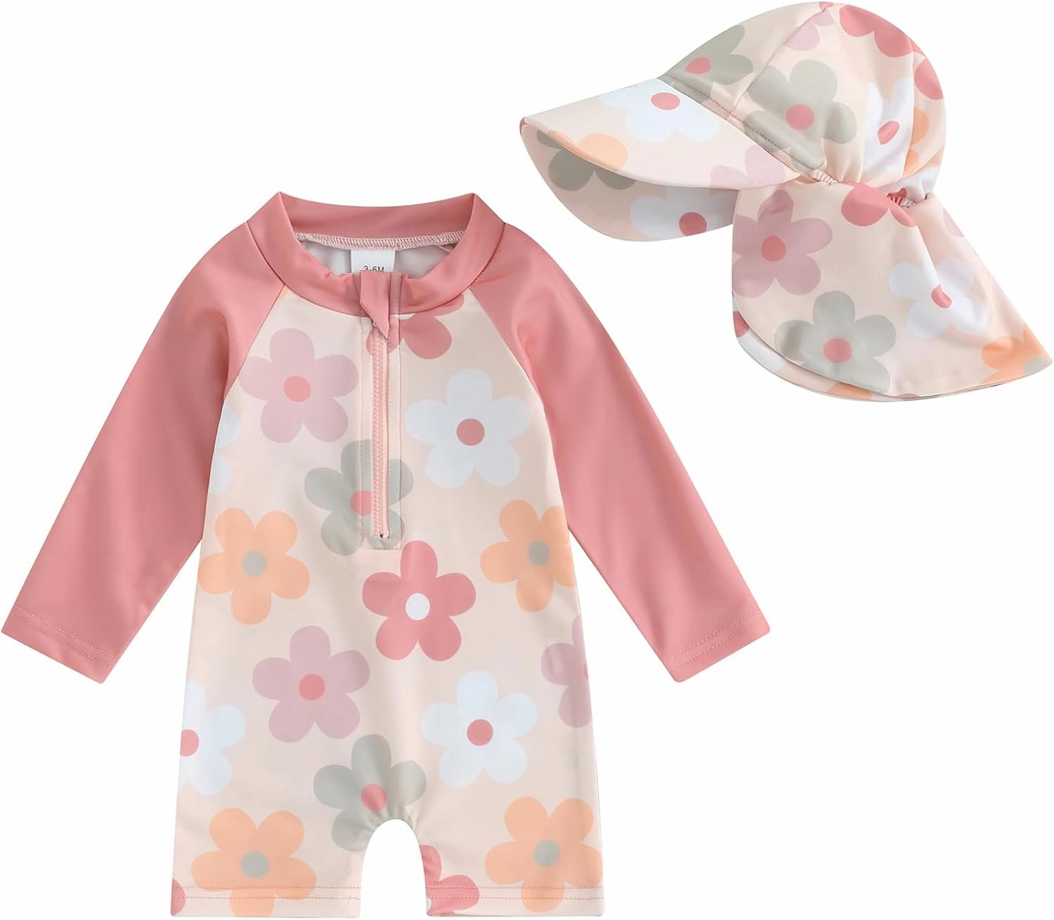 Toddler Infant Baby Boys Swimsuit Kids Rash Guard One Piece Newborn Zipper Bathing Suit Swimwear with Hat
