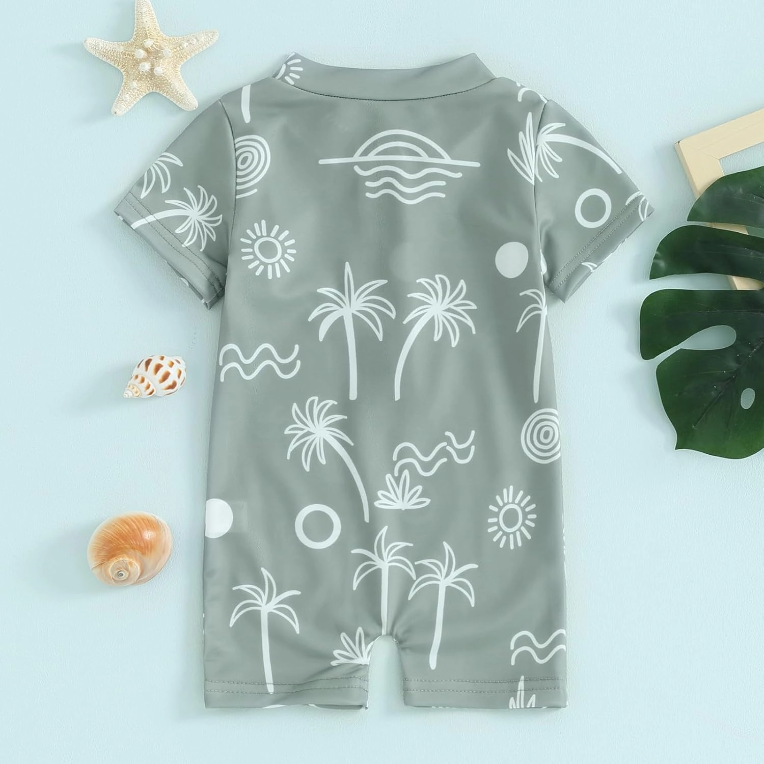 Toddler Infant Baby Boys Swimsuit Kids Rash Guard One Piece Newborn Zipper Bathing Suit Swimwear with Hat