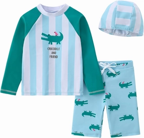 Toddler Swimsuit Boy 2-Piece Dinosaur Bathing Suit with Rash Guard Cute Toddler Boy Swimsuit Dinosaur