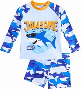 Toddler Swimsuit Boy 2-Piece Dinosaur Bathing Suit with Rash Guard Cute Toddler Boy Swimsuit Dinosaur