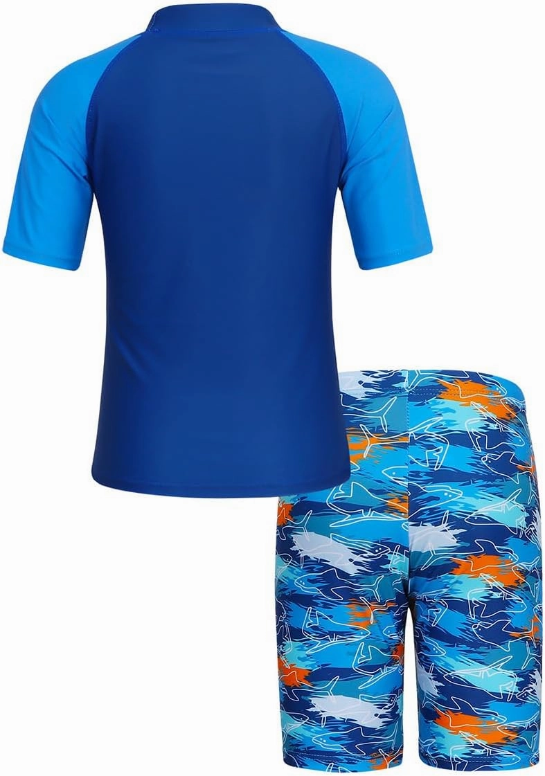 Toddler Swimsuit Boy 3 Piece Boys Swim Set Short Sleeve Boys Swim Shirt Boy Swim Trunks Rash Guard Bathing Suits