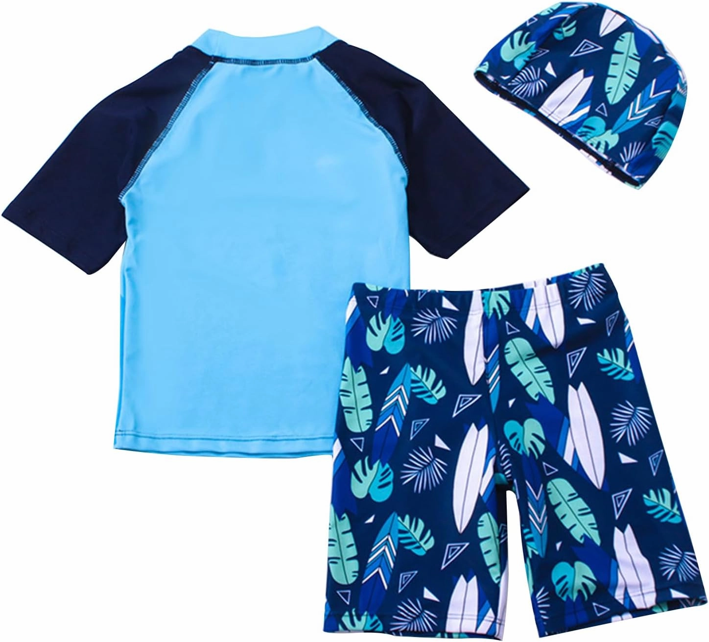 Toddler Swimsuit Boy 3 Piece Boys Swim Set Short Sleeve Boys Swim Shirt Boy Swim Trunks Rash Guard Bathing Suits
