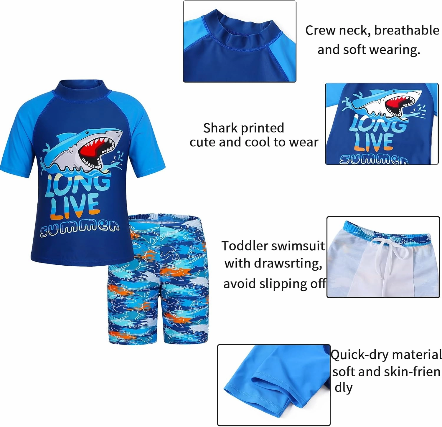 Toddler Swimsuit Boy 3 Piece Boys Swim Set Short Sleeve Boys Swim Shirt Boy Swim Trunks Rash Guard Bathing Suits