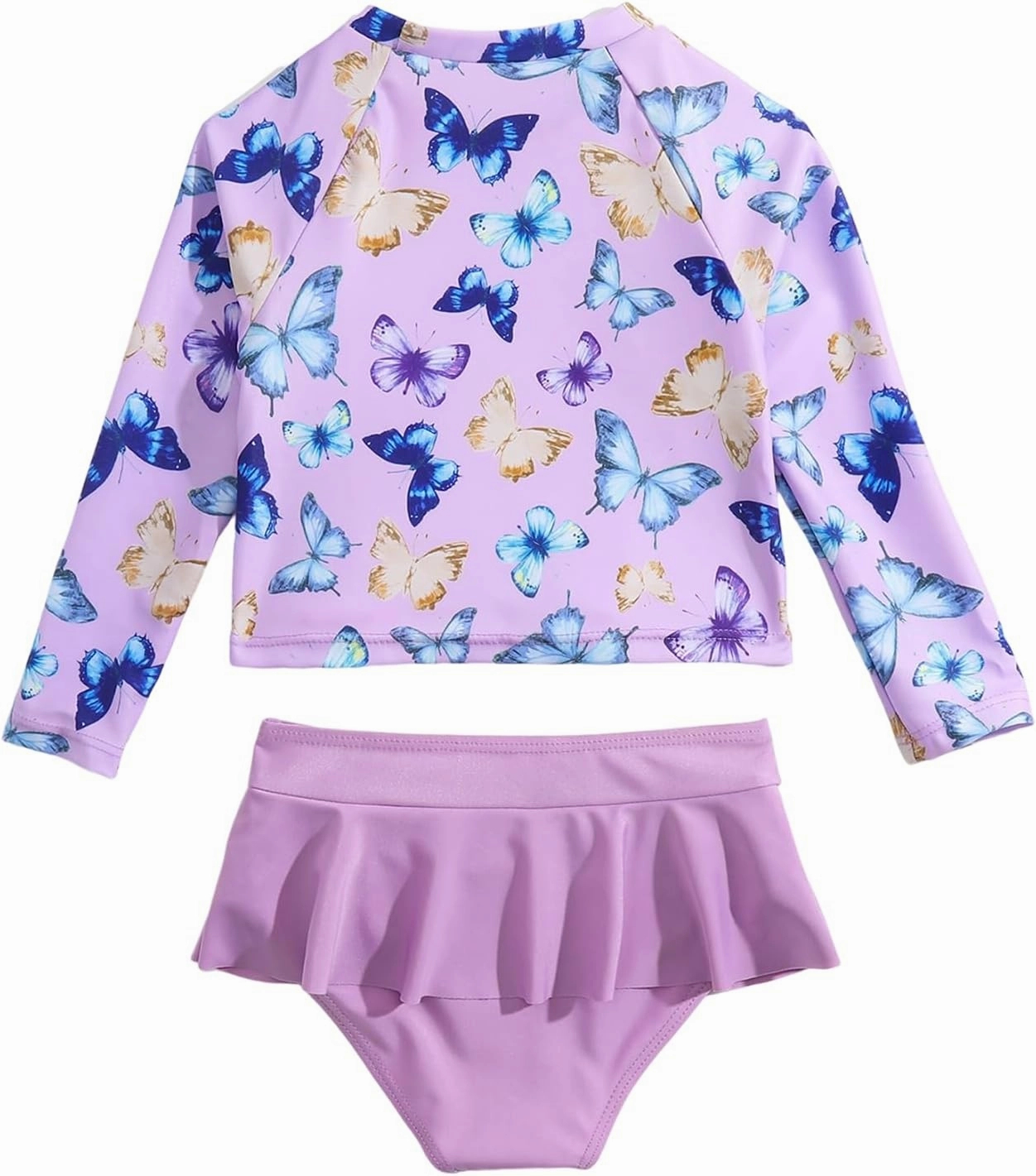 Toddler Swimsuit Girl 3 Piece Rash Guard Bathing Suit Cute Little Girls Long Sleeve Quick Dry Swimwear 1-6 Years