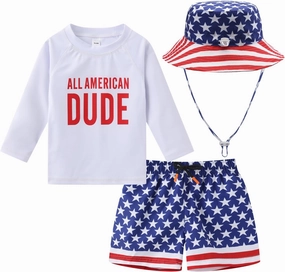 Toddlers Baby Boys' 3-Piece Swimsuit Trunk Rashguard Set and Sun Hat Swimwear Bathing Suit UPF 50 