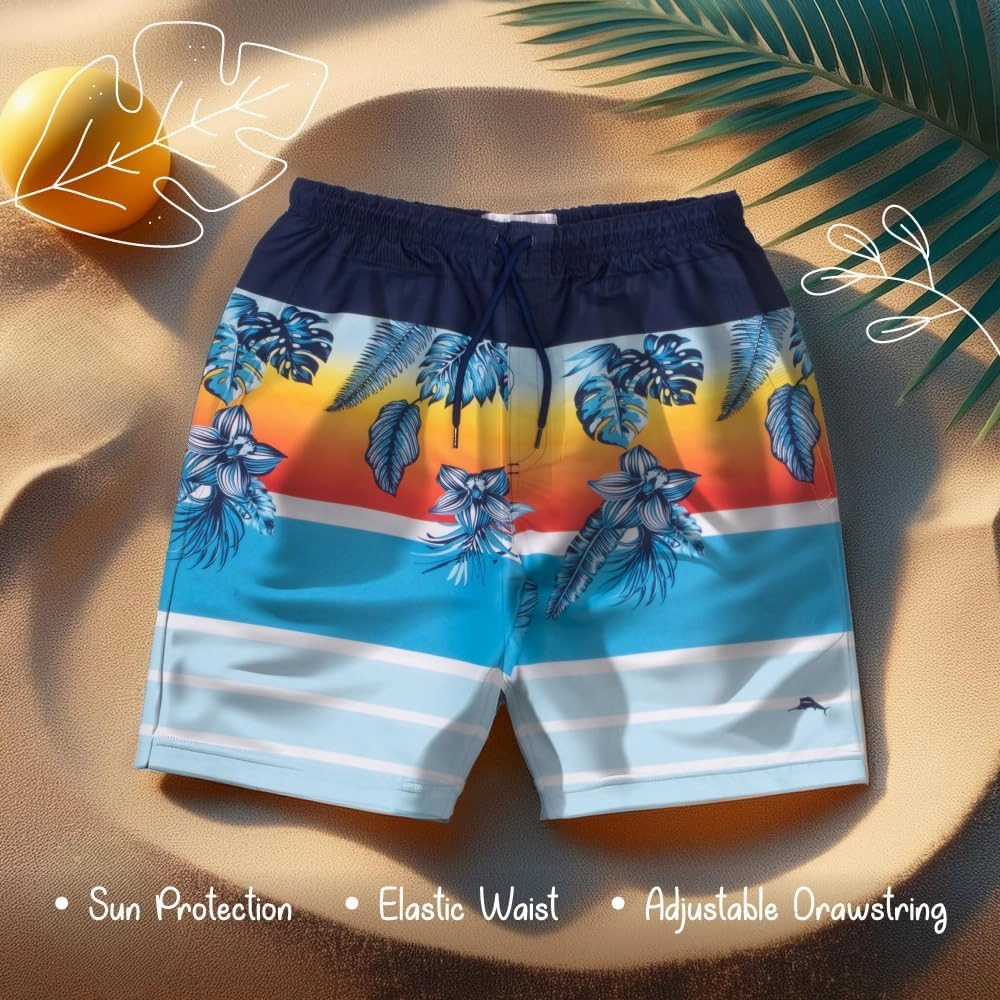 Tommy Bahama Boy's 2-Piece Swimsuit Set, Rash Guard & Swim Trunks 2-Pack Bundle for Kids and Teens