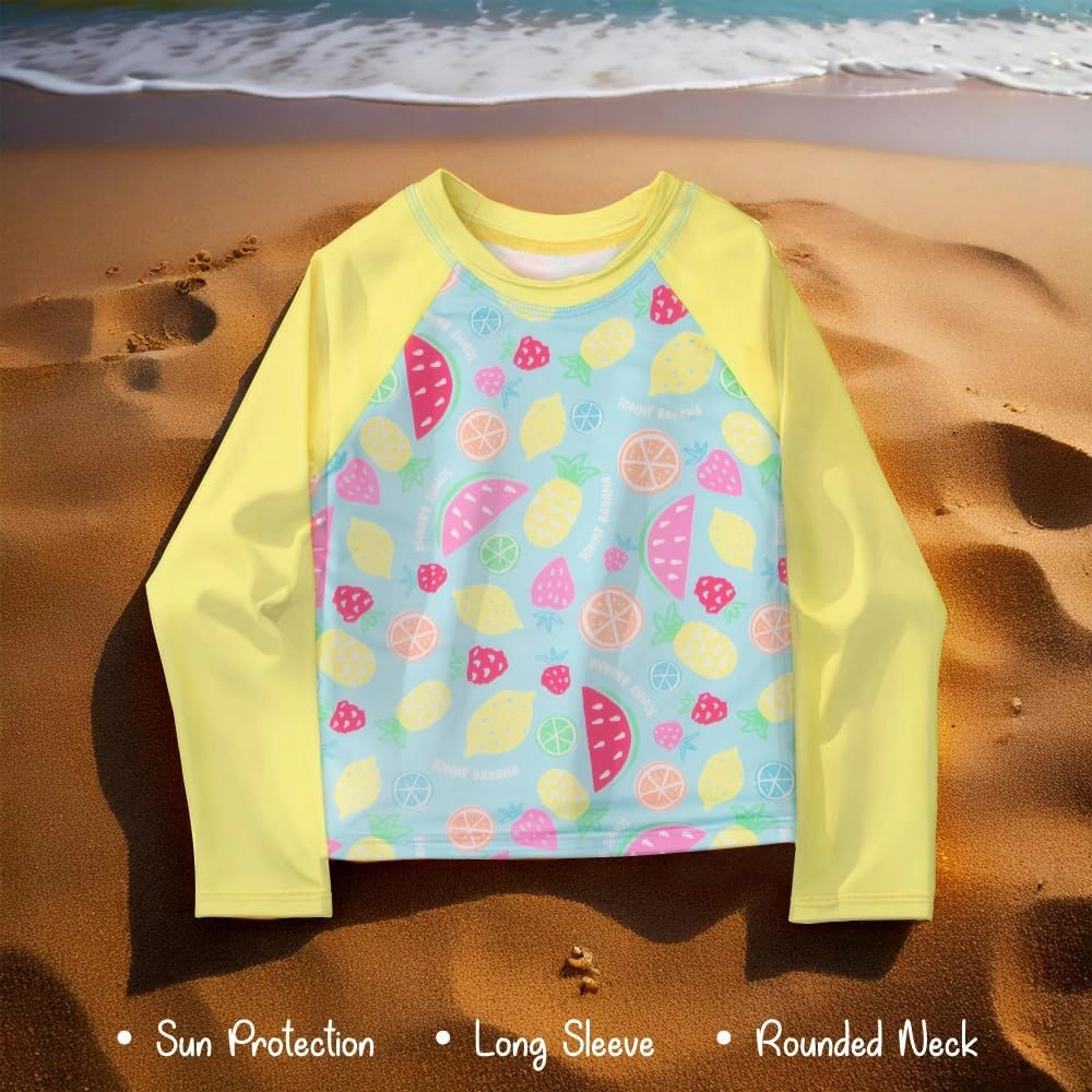 Tommy Bahama Girls 2-Piece Swimsuit Set, Long-Sleeved Rash Guard and Bikini Bottoms, Quick-Drying Swimwear for Kids
