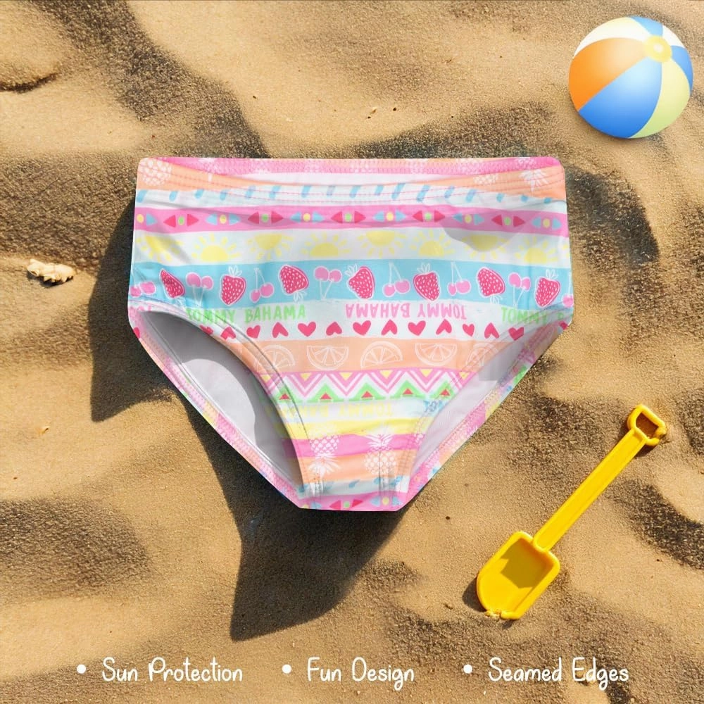 Tommy Bahama Girls 2-Piece Swimsuit Set, Long-Sleeved Rash Guard and Bikini Bottoms, Quick-Drying Swimwear for Kids