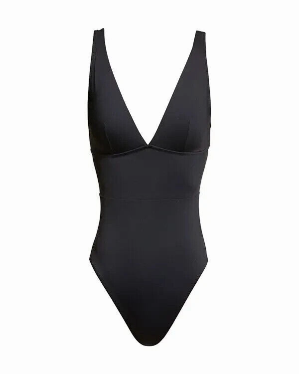 Tommy Bahama Palm Modern Swimsuit Womens 14 Black Stretch One-Piece Beach ERK237