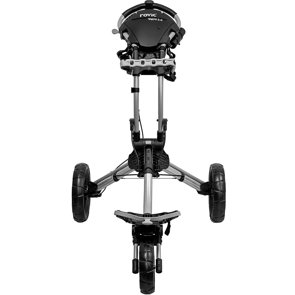 Clicgear Rovic RV1C 2.0 Compact 3-Wheel Push Trolley - Silver/Black, Golf club travel bag hard case