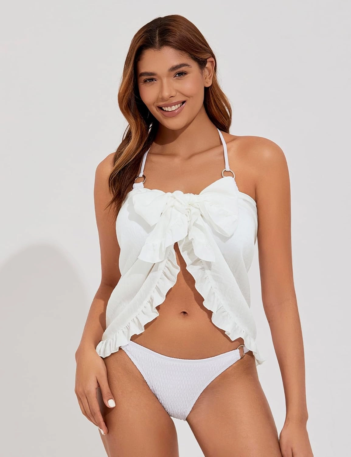 Tournesol Women's Sarong Short Beach Cover Up Skirt Sheer Bikini Wraps Ruffle Hem Bathing Suit Coverups for Swimwear S-2XL