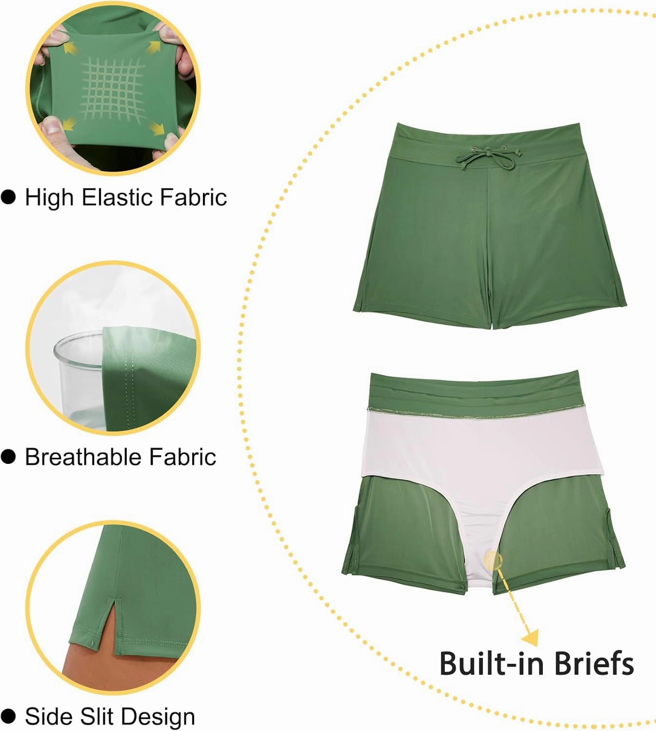 Tournesol Women's Swim Shorts High Waisted Bathing Suit Bottoms Swimsuit Tankini Boy Shorts with Liner