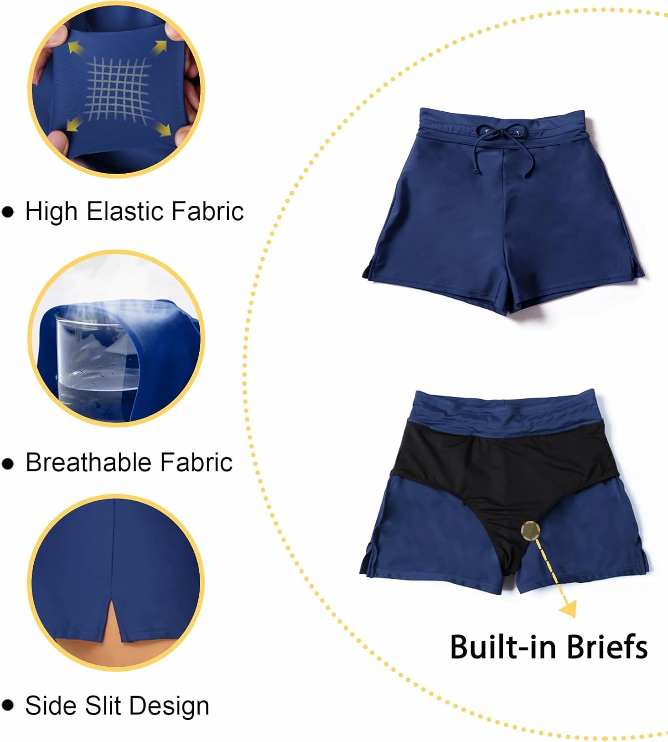 Tournesol Women's Swim Shorts High Waisted Bathing Suit Bottoms Swimsuit Tankini Boy Shorts with Liner